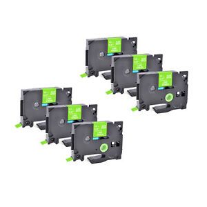 6PK Fits Brother P-Touch TZ TZe MQG35 White on Lime Green Label Tape 1/2&#034;
