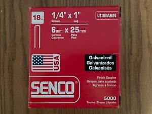 Senco L13BABN 18 Gauge Galvanized Staple 1&#034; X 1/4&#034; 2800 Count New Open Box