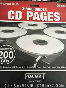 3 Ring Binder CD Pages Storage Organizer Open Box 20 Sheets Vaultz