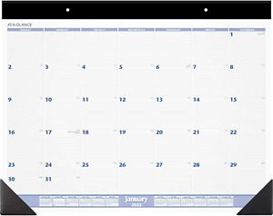 2022 Desk Calendar by AT-A-GLANCE, Monthly Desk Pad, 24&#034; x 19&#034;, Jumbo, Blue/Gray