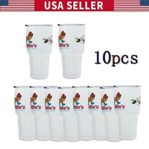US Stock 10pcs 30oz Stainless Steel Vacuum Travel Tumbler White HOT SALE