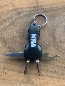NRA Key Chain Knife Multi Tool FOB Pocket Knife Screwdriver w/ Led Flashlight