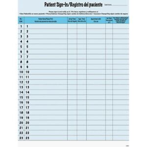 Tabbies Patient Sign-in Label Forms - Letter - 8 1/2&#034; x 11&#034; Sheet Size - Blue