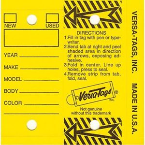 Self Laminating Self Protecting Versa Tags Key Tags with Rings (250 per Box) (Ye