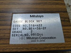 Mitutoyo 516-422 Square Gauge Block Set Grade 2 Set no. BE4-36-2F 