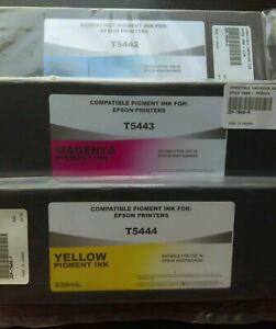 Compatible Pigment Ink for Epson Printers. T5442, T5443, T5444 @ 220ml each 