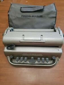 Classic Perkins Brailler with Dust Cover  tested by amateur- it appears to work