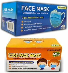 Personal Protective Mask - Protection Face Mask, Breathable - 50 Kids, 50 Adults