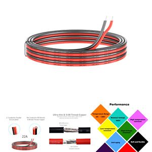 22 Gauge Silicone Electric Wire, EvZ 33ft 22AWG Flexible 2 Conductor Parallel...