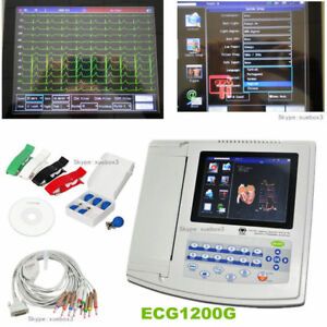 ECG1200G Digital 12 channel/lead EKG+PC Sync software, Electrocardiograph,USA