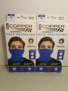Lot Of 2 - Copper Fit Guardwell Face Protector Youth Copper Infused Blue New