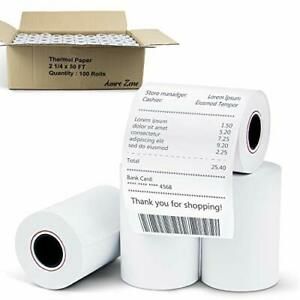 Azure Zone Thermal Paper Rolls 2-1/4 X 50ft 100 Rolls Fits Most POS Machines ...