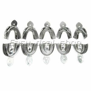 10Pcs Dental Stainless Steel Non-Perforated Impression Trays Autoclavable