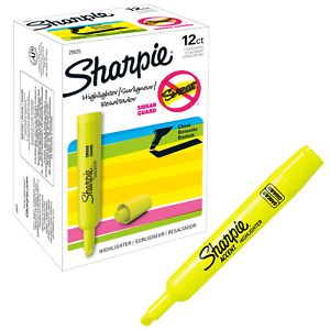 Sharpie Accent Tank Style Highlighter, Chisel Tip, Fluorescent Yellow, 12-count