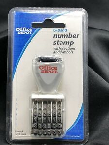 NIP Office Depot 6-Band Number Stamp Fractions Symbols 603-454 Serif Font