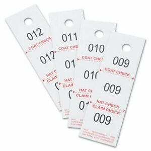 Safco Three-Part Coat Room Checks, Paper, 1 1/2 x 5, White, 500/Pack (SAF4249NC)