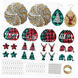 161 Pcs Christmas Faux Leather Earrings Making Kit foreginner, 48 Pre Cut B