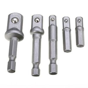 5 Packs 1/2&#034; 3/8&#034; 1/4&#034; Socket Bit Adapter Hex Drill Driver Bar Sleeve Rod