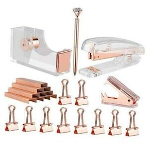 Rosegold Desk Accessory Kit,Set of Stapler, Staple Remover,1000pcs