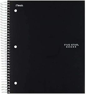 Five Star Spiral Notebook, 5 Subject, College Ruled Paper, 200 Sheets, 11 x For