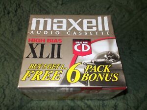 New! Six Pack of Maxell Audio Cassettes / High Bias / 60 Minutes