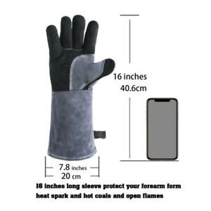 For Oven Fireplace Furnace 932 Leather Welding Gloves Fire Resistant 1 Pair