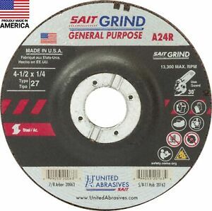 United Abrasives-SAIT 20063 A24R General Purpose/Long Life Grinding Wheel (Ty...