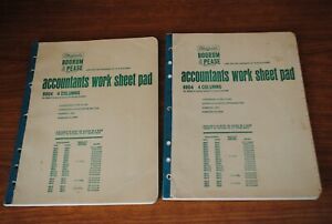 Vintage Two Boorum Pease Accountant Work Sheet Pad 50 Sheets 4 Columns 8804