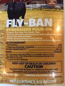 Martin’s Fly Ban Pour-on  1/2 Gallon Cattle Flies Lice Mosquitoes (B1)