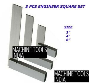 Engineer Set 2&#034; 4&#034; 6&#034; Machinist Square 90 3 pc Right Angle