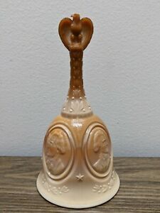 VINTAGE 1976 Fenton Art Glass Chocolate Slag Bicentennial Bell w/ Eagle Handle