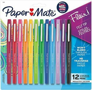 12 Ct Paper Mate Flair Porous-Point Pens Medium Point 0.7 mm