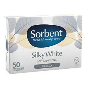 24 x SORBENT FACIAL TISSUES TRAVEL WHITE 50SHEETS SLIM PACK WIPES CLEANER TOI...