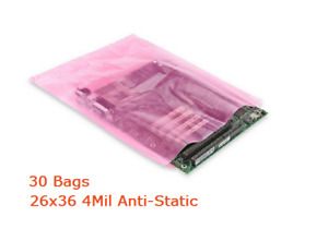 30x Anti-static Bags 26 x 36in 4 Mil Large Pink Poly Bag Open Ended Motherboard