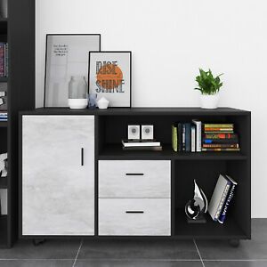 Wooden 3 Drawer File Cabinet Lateral Organizer Home Office Storage Open Shelf