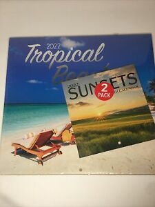 New!!! 2022 Tropical Beaches  12 Month Calendar 1112 w/Sunset Bonus Mini