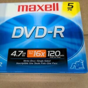 Maxell 5 pk DVD-R 4.7gb sealed pack