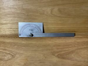 Starrett No.C183 Steel Protractor With Satin Chrome Finish Made In the U.S.A