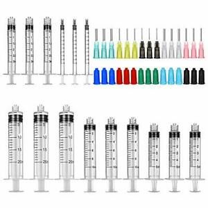 15 Pack-Syringe Blunt Tip Needle and Cap Set, 20, 10, 5, 3, 1ml/cc Syringes,