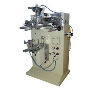 Rotary screen printing machine for printing on round objects