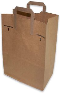 50 Paper Retail Grocery Bags Kraft with Handles 12X7X17 by Duro