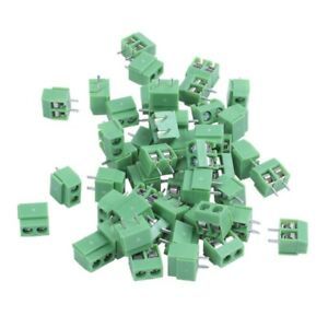 50 Pieces 2 Pin 5 mm Pinch PCB Mount Screw Terminal Block Connector 300V 10A (J8