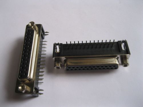 2 pcs d-sub 25 pin female connector right angle 2 rows for sale