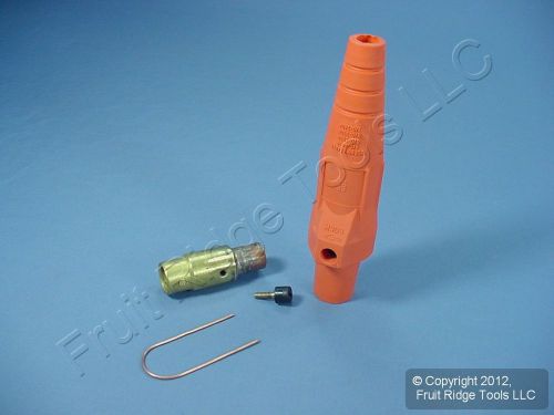 Leviton orange 16 series female detachable cam plug 400a 600v crimped 16d37-o for sale