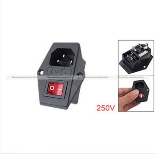 1PC Red LED Rocker Switch Holder Socket IEC320 C14 Inlet AC250V 10A With Fuse S2