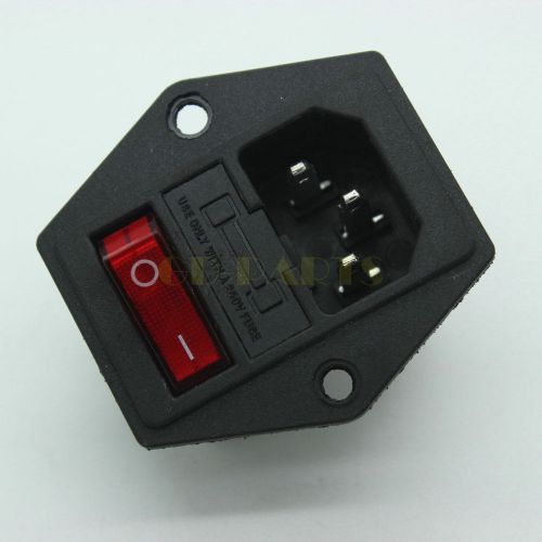 Iec 320 ac power socket connector with fuse holder&amp;on off rocker switch lot*50 for sale