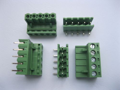 50 pcs angle 5pin/way 5.08mm screw terminal block connector green pluggbale type for sale