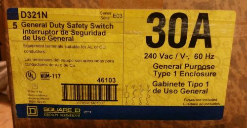 1 NEW SQUARE D D321N 30 AMP SAFETY SWITCH NNB