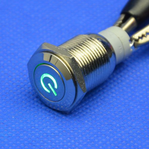 16mm green power logo led latching push button switch dc 12v angel eye car for sale