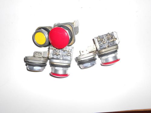 Lot of 3 Used Allen Bradley red/yellow e-stop combination 800t